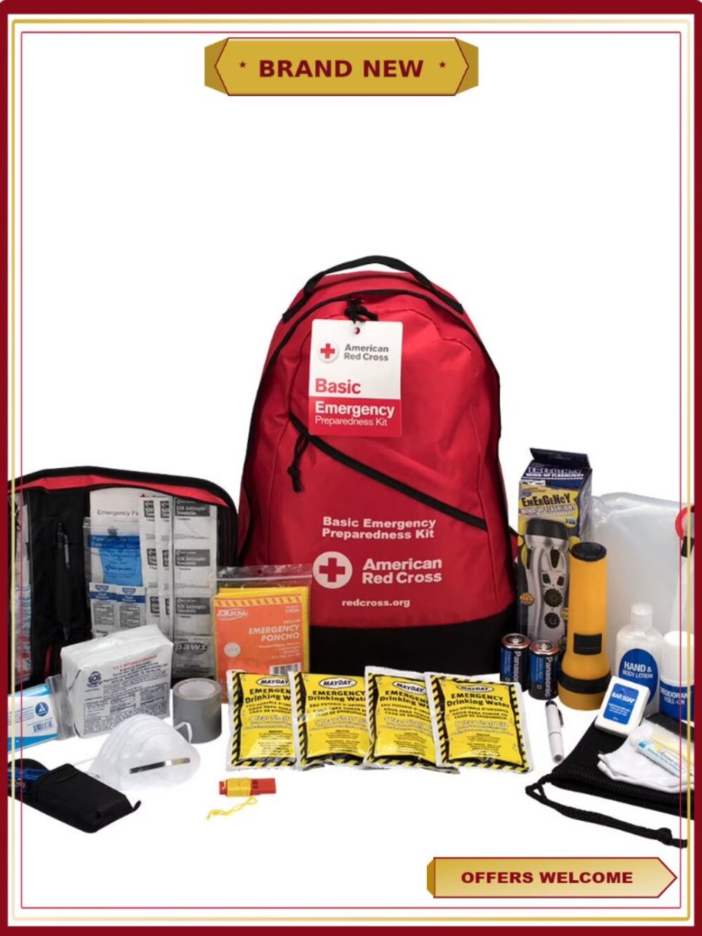 Emergency Preparedness 3-Day Backpack with Crank Radio, Multi-Tool